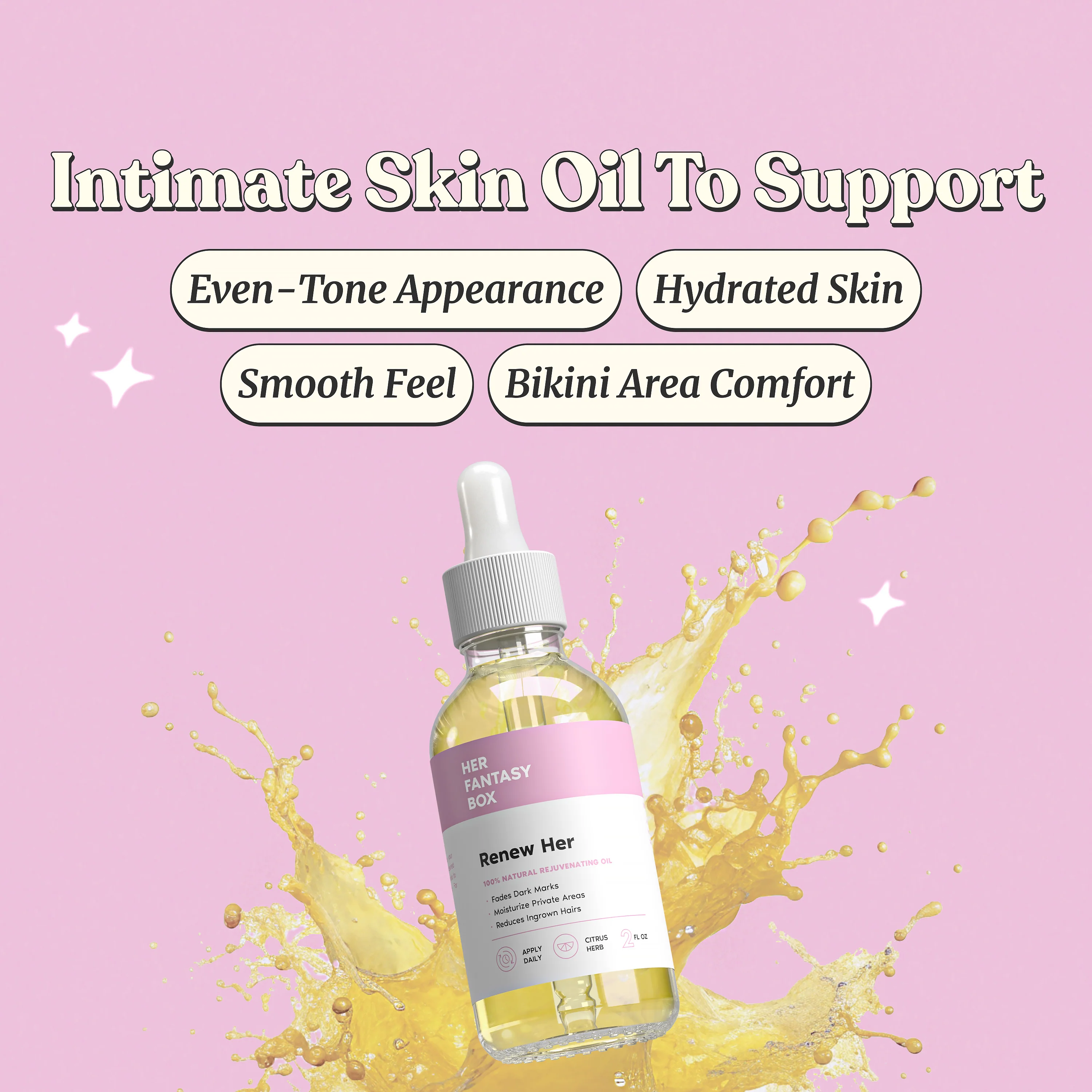 Her Fantasy Box Renew Her Yoni Oil - For Dryness, Ingrown Hair, Dark Marks & Scars - Image 4