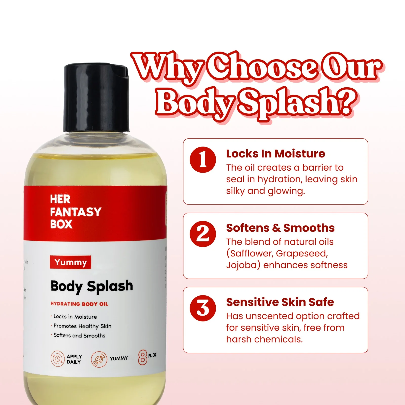 Body Splash - Skin Smoothing Body Oil  (Yummy) - Image 8